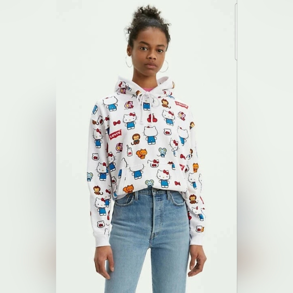 LEVI'S X HELLO KITTY UNBASIC HOODIE ALLOVER PRINT S